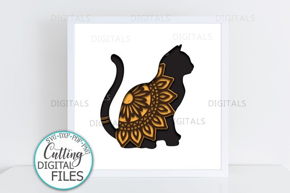 Download Sunflower Mandala cat Shadow Box SVG lightbox svg 3d | Etsy