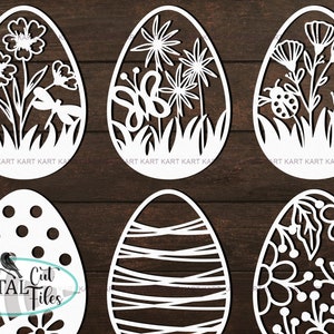 Huevos de Pascua florales svg, huevos cortados con láser svg, paquete de huevos svg, Forja luminosa de Pascua, plantilla de corte láser dxf, archivo de corte Cricut, huevos cortados en papel svg