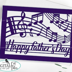 Vaders dag muziekkaart SVG Cricut, kaart SVG, muziek notities kaart SVG, papier gesneden kaarten SVG, lasergesneden kaarten SVG, Cricut Maker/Explore Air