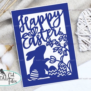 Carte de lapin de Pâques svg, svg de carte de Pâques Cricut, carte à téléchargement numérique, fichier coupe Svg, svg coupe bricolage, carte découpée au laser Pâques