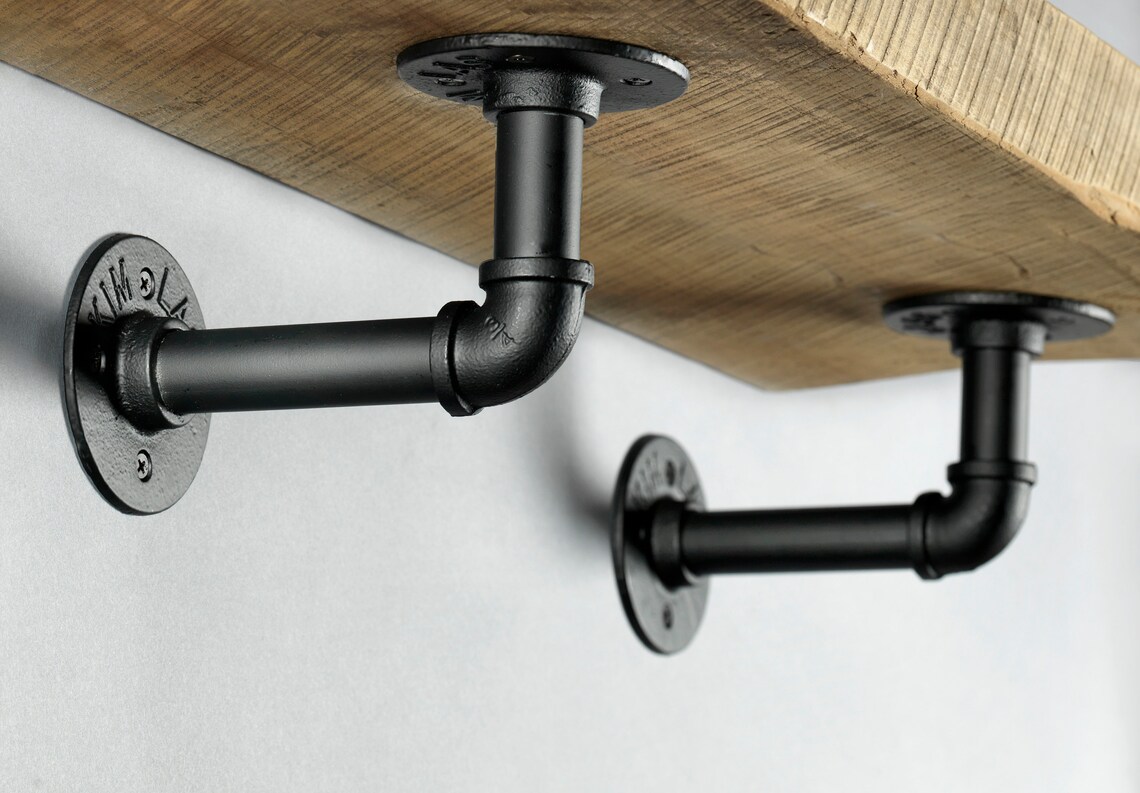 Industrial Iron Pipe Shelving Brackets elbow Etsy