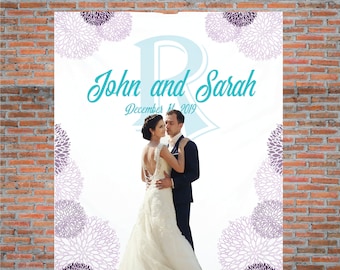 Custom Backdrop Decorations - Photo Booth Backdrops - Personalized Bridal Shower & Wedding Banner Customized Reception Ceremony Sign Decor