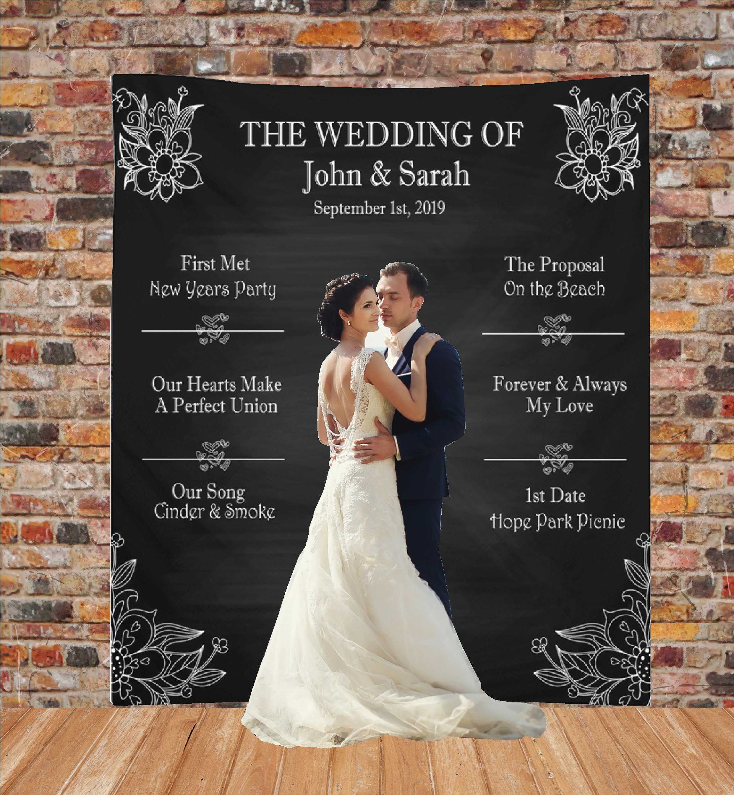 Custom Wedding Backdrop Photo Booth Personalized Bridal Etsy