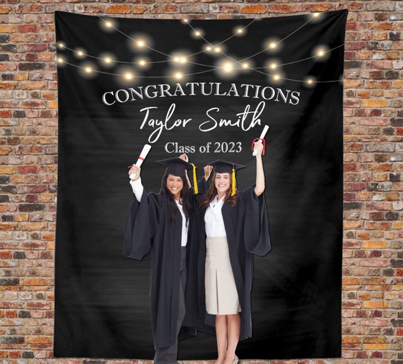 Graduation Decorations Class of 2024 Orange and Black Graduation Decorations Congrats Grad Banner Backdrop Graduation Photo Booth Props College