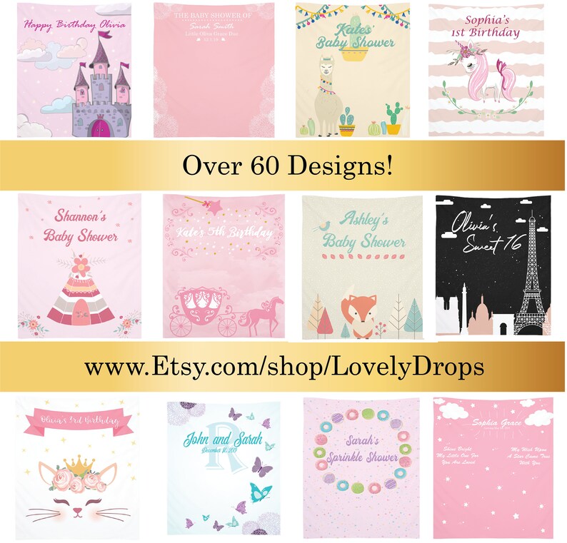 Custom Backdrop Banner Photo Booth Backdrops Birthday Party and Baby Shower Personalized Princess Castle Sign Customized Decoration image 3