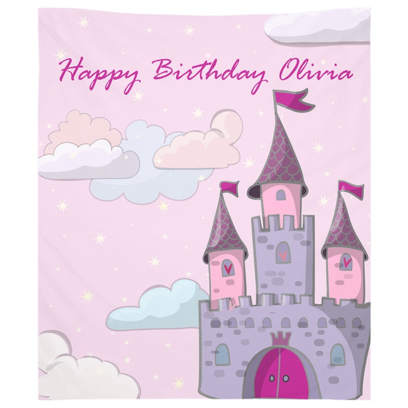 Custom Backdrop Banner Photo Booth Backdrops Birthday Party and Baby Shower Personalized Princess Castle Sign Customized Decoration image 2