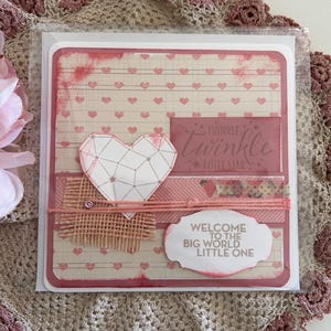 Baby Mädchen | Neugeborenes Baby | Mädchen | Grußkarte | Karte | Handarbeit | Niedliche Karte | Twinkle Twinkle kleiner Stern | Willkommen Kleine