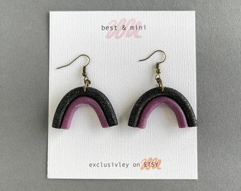 Rainbow shaped earrings, arches earrings, polymer clay statement earrings, unique boho earrings, unique design earrings