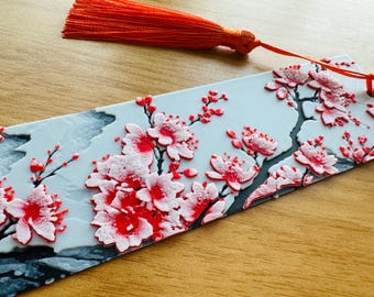 3D Printed Bookmark-Cherry Blossom-Chinese Traditional Landscape Painting Flower and Mountain