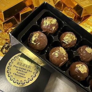 Chocolates en hoja de oro de 24k: Caja de regalo de chocolate con leche artesanal