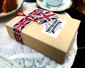 Caja de regalo de té británico: Surtido de té a granel hecho a mano con infusor.