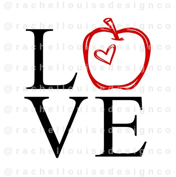Download Love Apple Heart Svg Dxf Eps Teacher Love Cut File For Etsy