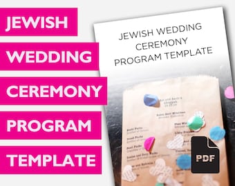 Jewish Wedding Ceremony Program Template, Jewish Ceremony Program Template, Jewish Program Template, Jewish Wedding Ceremony Program