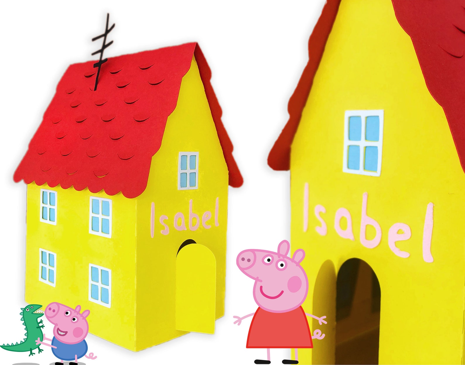 Template 3d Paper House Peppa Pig Luminaries Lantern SVG - Etsy