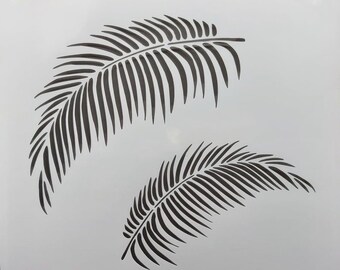 Large illustrated palm leaf hand drawn illustration isolated on. Palm Leaf Stencil Etsy