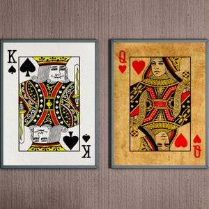 Digitaler Wand Kunst Druck, Spielkarte König oder Königin Design, Vintage, Dekoration, printable Download
