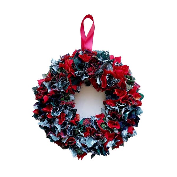 Christmas 25cm Rag Wreath Kit make your own decorative Christmas wreath