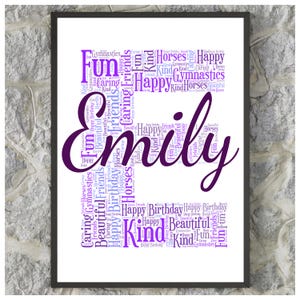Personalisierte digitale Wand Kunst Druck, erste Wort Wolke Design, Familie, Geschenk, Wohnkultur, Wand-Dekor, printable Download