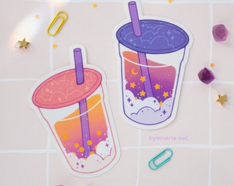 dusk & dawn bubble tea clear stickers