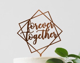 Forever Together Wedding Cake Topper, Geometric Cake Topper for Wedding, Modern Cake Topper, Engagement Cake Topper, Golden Cake Topper