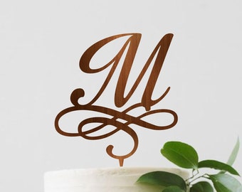 Wedding Cake Topper Letter M, M cake topper, Wedding cake topper, Monogram Cake topper for wedding, custom wedding cake toppers, gold topper