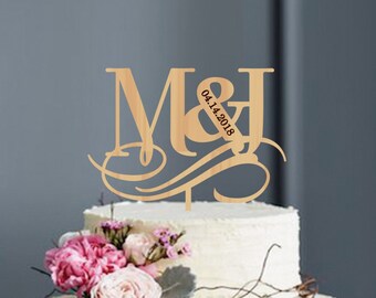 Initials Wedding Cake Topper, Letters Cake Topper, Personalised Letters Cake Topper, Gold Monogram Initial Letter Cake Topper, Silver Topper