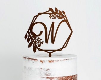 Letter W Cake Topper, Initial Wedding Cake Topper, Single Initial Monogram cake topper, Wedding Cake Topper Single Letter, Custom Topper