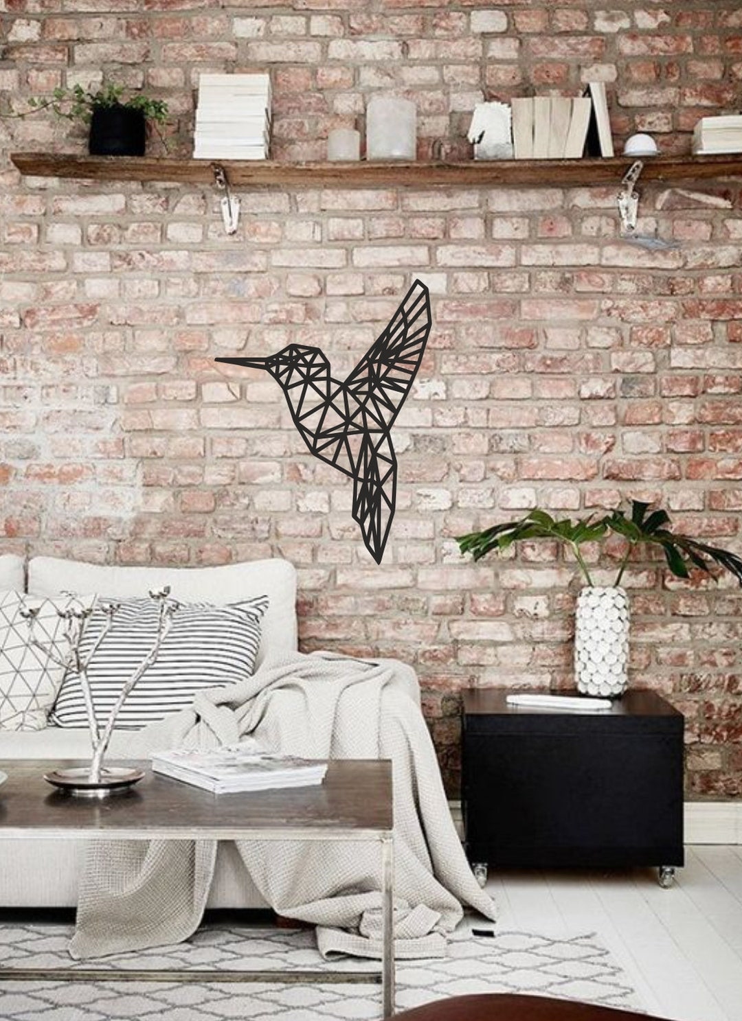 Wooden Hummingbird Wall Decoration Wood Geometric Wall Decor Etsy