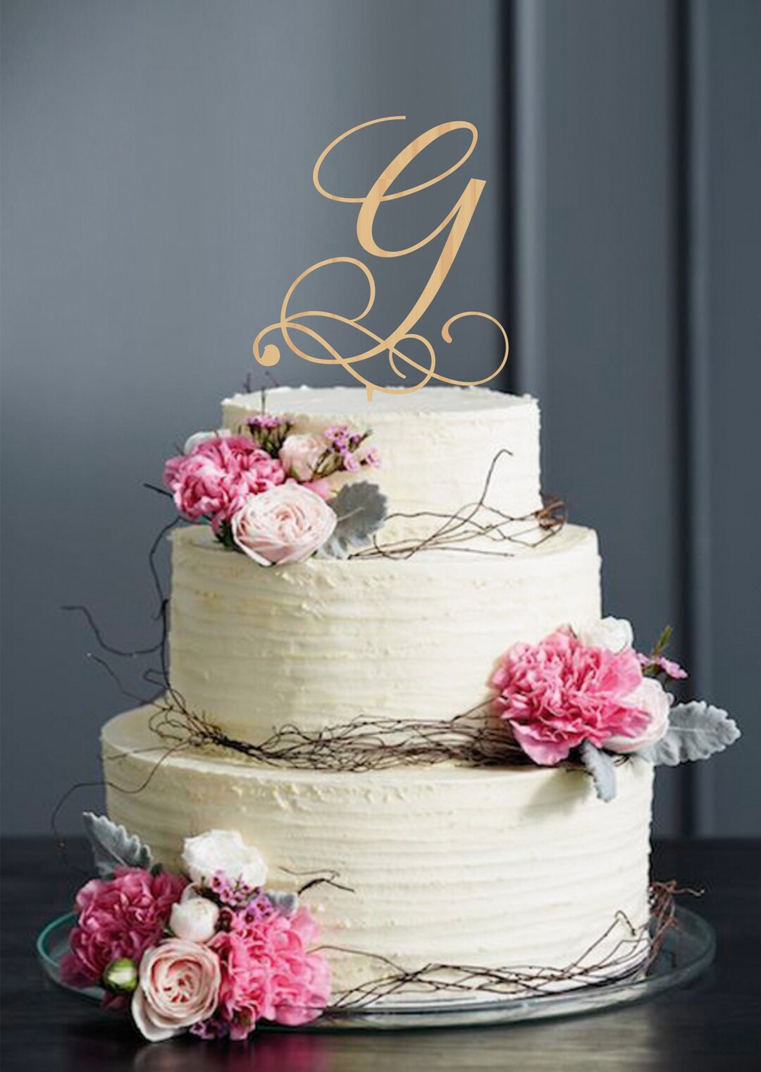 Letter J Cake Topper Monogram Initial Letter Cake Topper Etsy