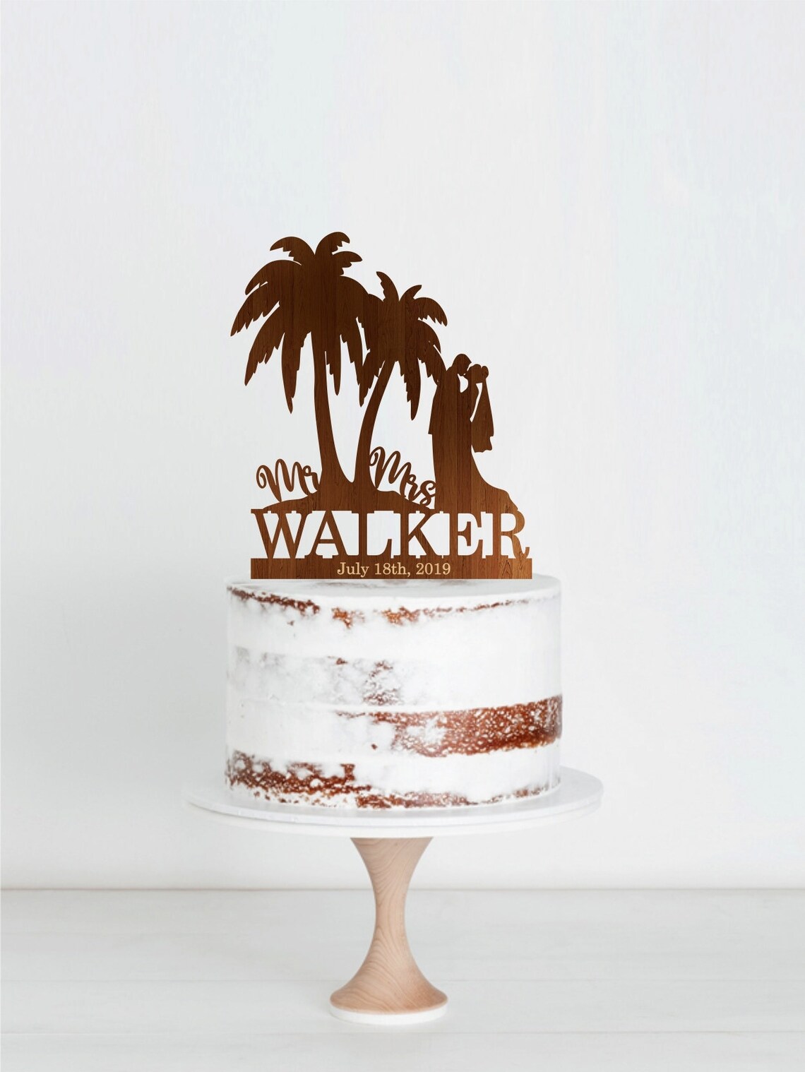 Tropical Wedding Cake Topper Palm Tree Cake Topper Palms Etsy