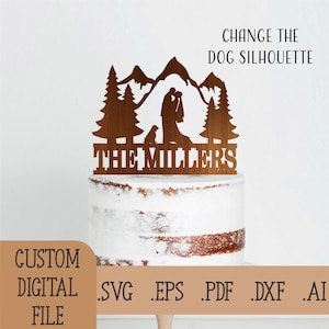 Custom Silhouette Wedding cake topper svg, Woodland Lastname Cake topper Laser Cut Files, Digital Download Glowforge File for laser cutting