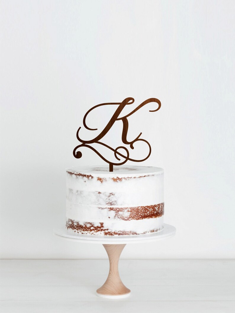 K Letter Cake Topper Personalized Initial of Last Name Etsy