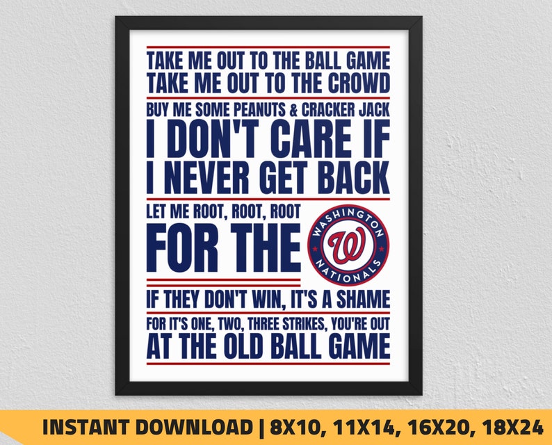 Printable Washington Nationals - Get Me Out towards the Ball Activity Wall Artwork photo relating to Washington Nationals Printable Schedule identify Printable Washington Nationals - Consider Me Out in direction of the Ball Recreation Wall Artwork