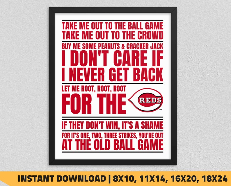 Printable Cincinnati Reds - Just take Me Out towards the Ball Video game Wall Artwork photograph relating to Cincinnati Reds Printable Schedule referred to as Printable Cincinnati Reds - Just take Me Out towards the Ball Activity Wall Artwork