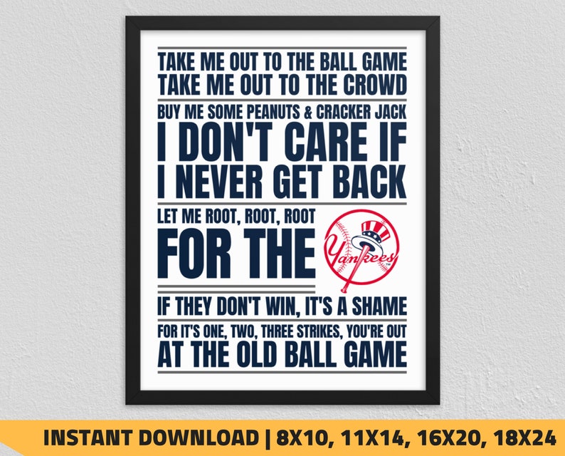Printable Fresh York Yankees - Get Me Out in the direction of the Ball Recreation Wall Artwork image about Yankees Printable Schedule referred to as Printable Contemporary York Yankees - Get Me Out in direction of the Ball Activity Wall Artwork