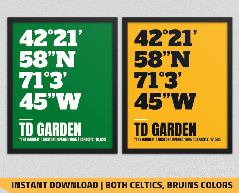 Printable Boston Celtics - TD Back garden Coordinates Wall Artwork Print photograph relating to Celtics Schedule Printable referred to as Printable Boston Celtics - TD Backyard garden Coordinates Wall Artwork Print