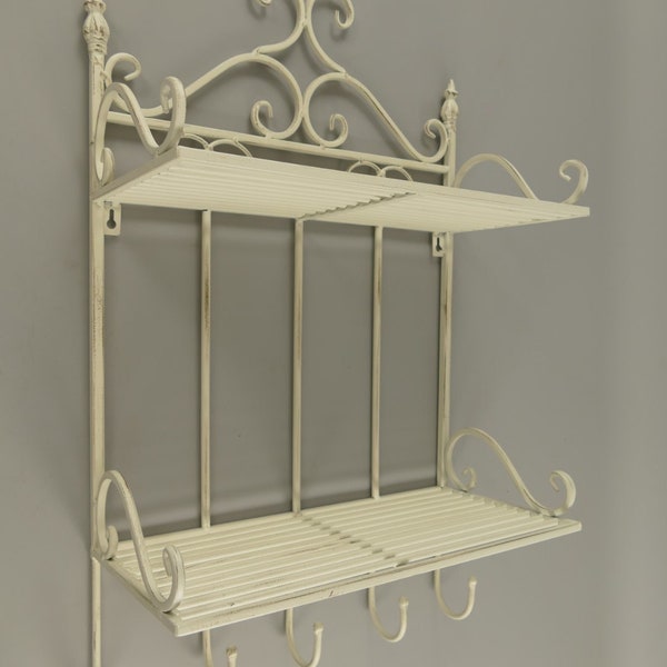 Antique Style Vintage Wall Hook/Shelf Iron White