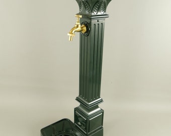 Water column water pump cast iron garden fountain green antique H. 83 cm