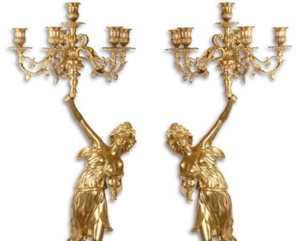 Baroque Candlestick Set Gold 37.5 x 32.5 x H. 86 cm - Elegant & Sumptuous