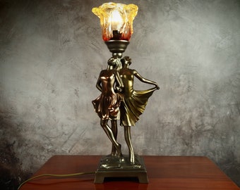 Art Deco Vintage Table Lamp Sculpture Lamp, Deco Home , Gift