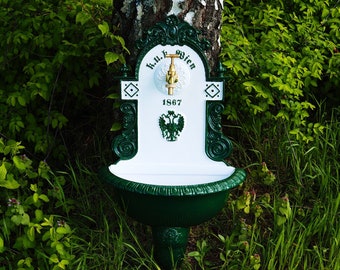 Exquisite Antique-Style Cast Aluminum Sink with Brass Water Tap Garden Decoration