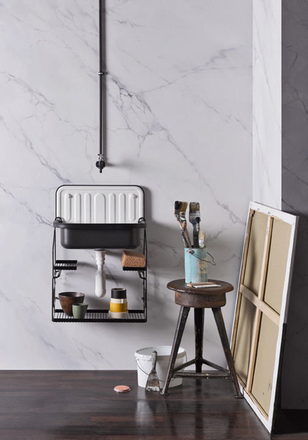 German Vintage Sink, Farmhouse Sink, Wallmounted Sink, White Kitchen