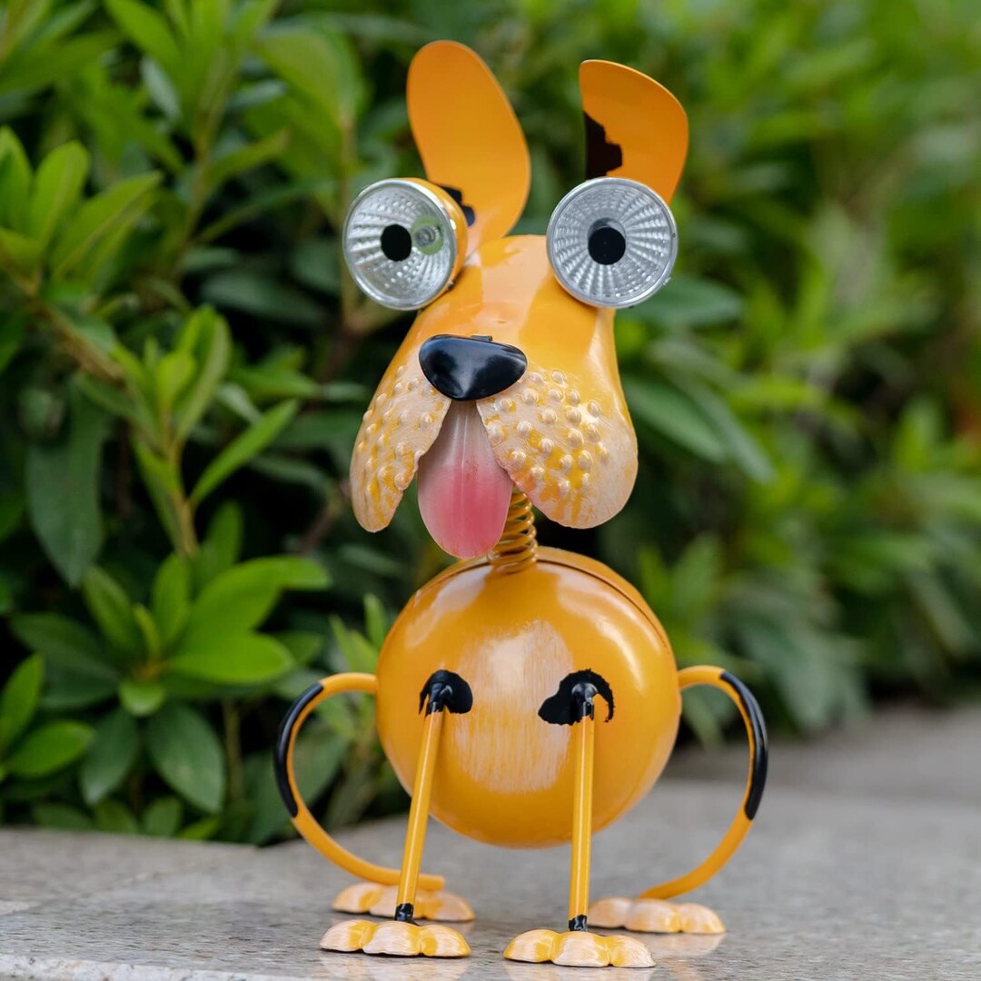 Garden Metal Solar Dog Statue Outdoor Decoration Etsy