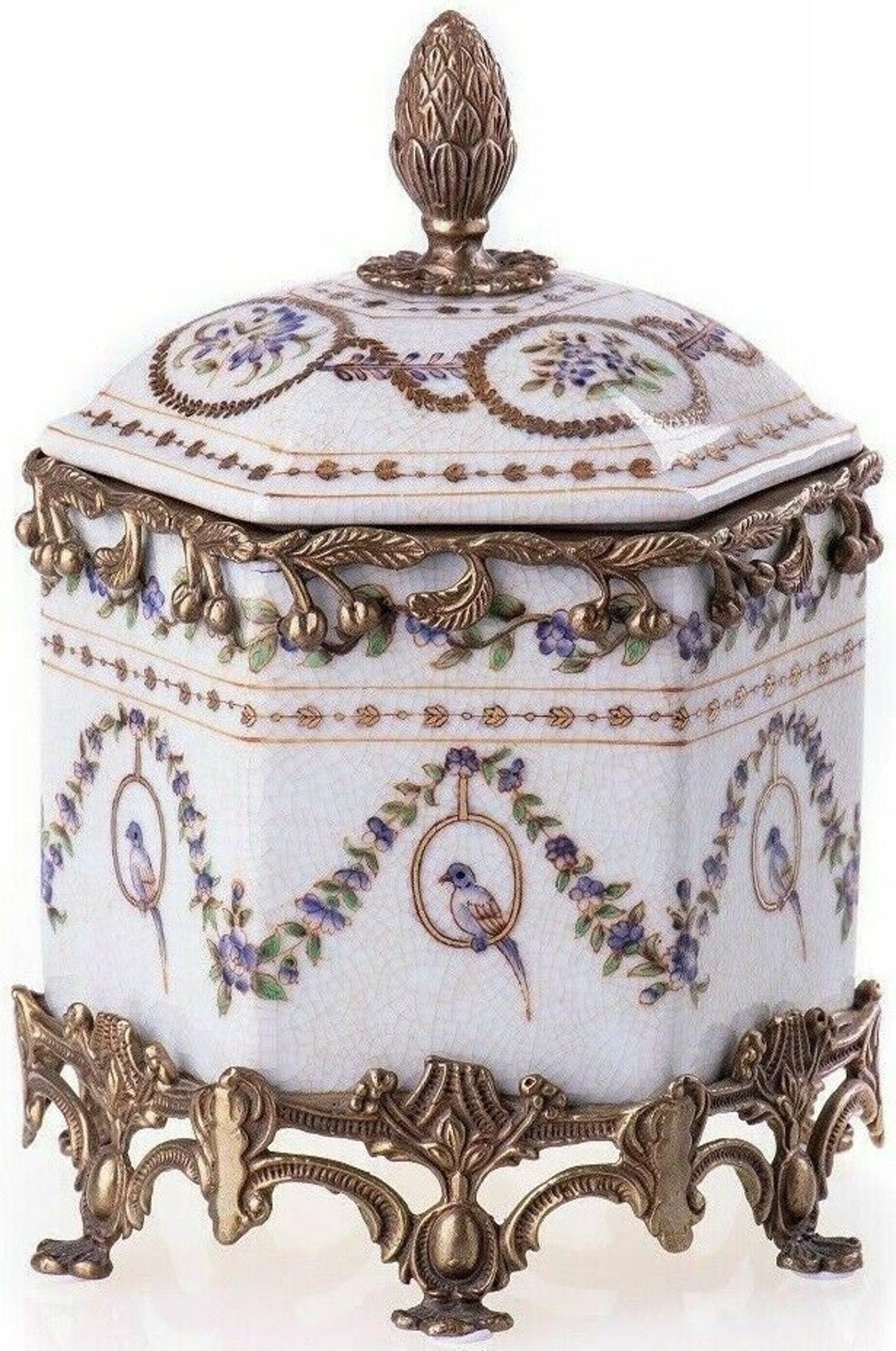 Porcelain Box With Lid Bronze Mounted Floral Ornaments Etsy