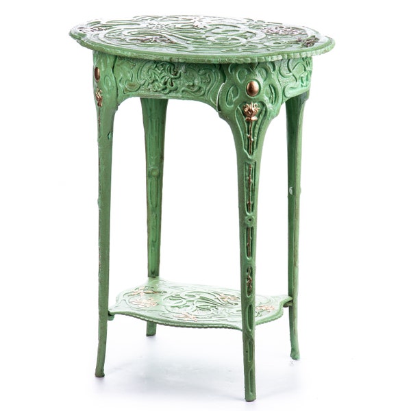 Enchanting Art Nouveau Cast Iron Side Table – A Blend Of Elegance And Durability