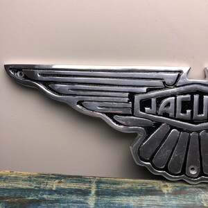 Exquisite Rare Large Jaguar Chromed Metal Wall Plaque Sign A Must-Have for Enthusiasts Bild 2