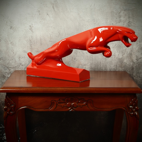 Magnifique Sculpture Jaguar XXL - Pièce d'Art Laquée à Fixation Murale - 60 cm - Un Incontournable pour les Amateurs d'Automobiles