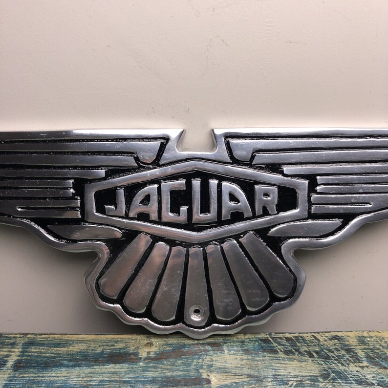 Exquisite Rare Large Jaguar Chromed Metal Wall Plaque Sign A Must-Have for Enthusiasts Bild 3