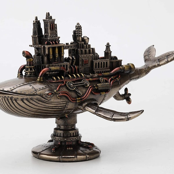 Steampunk Fifty Two Hertz Galactic Space Colony Whale Cold Cast Statue Bronze Finish