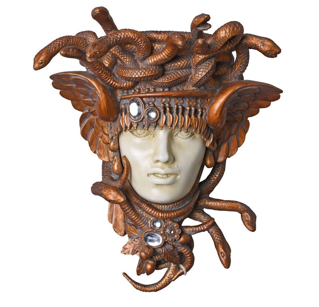 Art Nouveau Girl's Head Wall Console Medusa in Snake Crown Crown Art